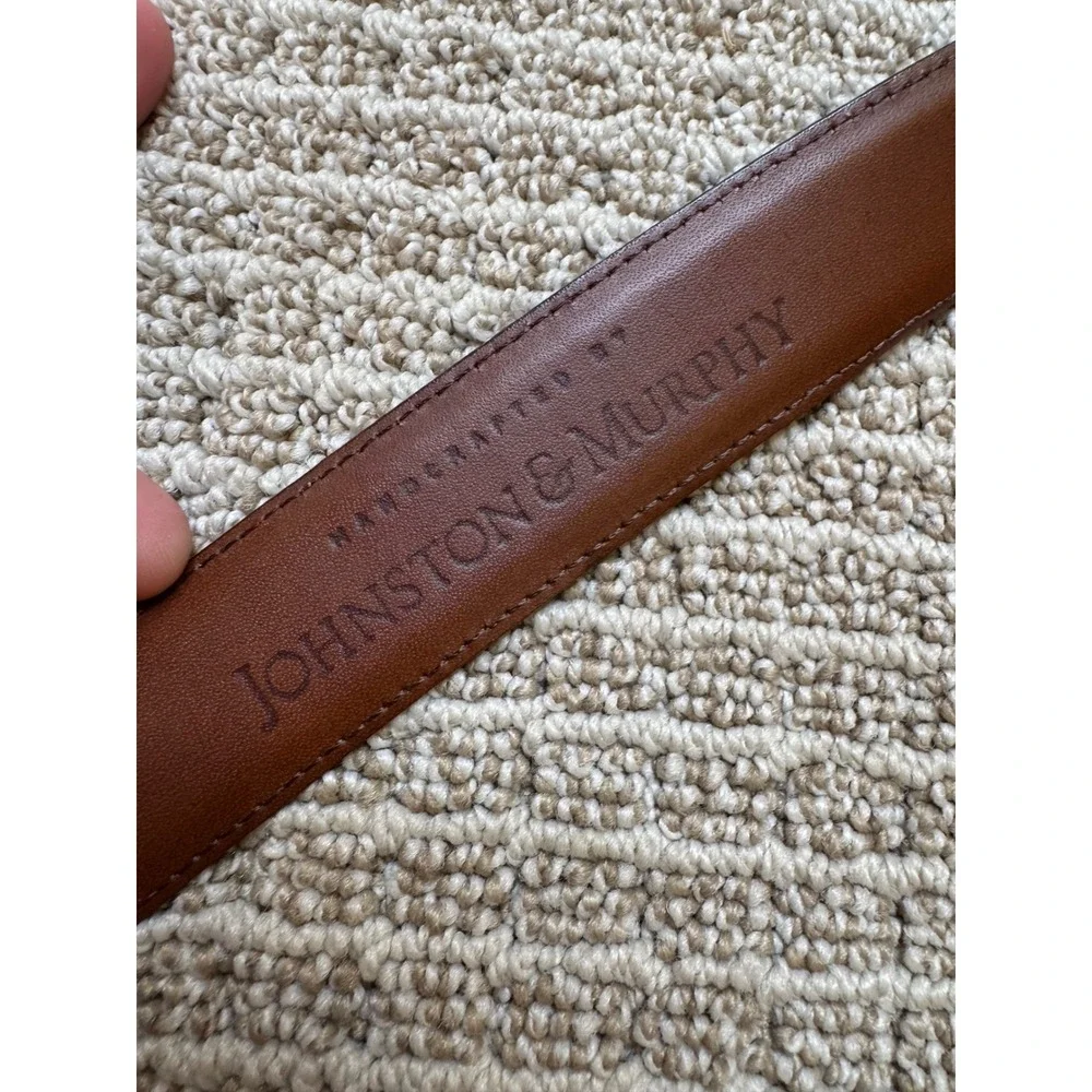 Johnston & Murphy Brown Full Grain Leather Belt‎ Mens Size 36 Solid Brass USA